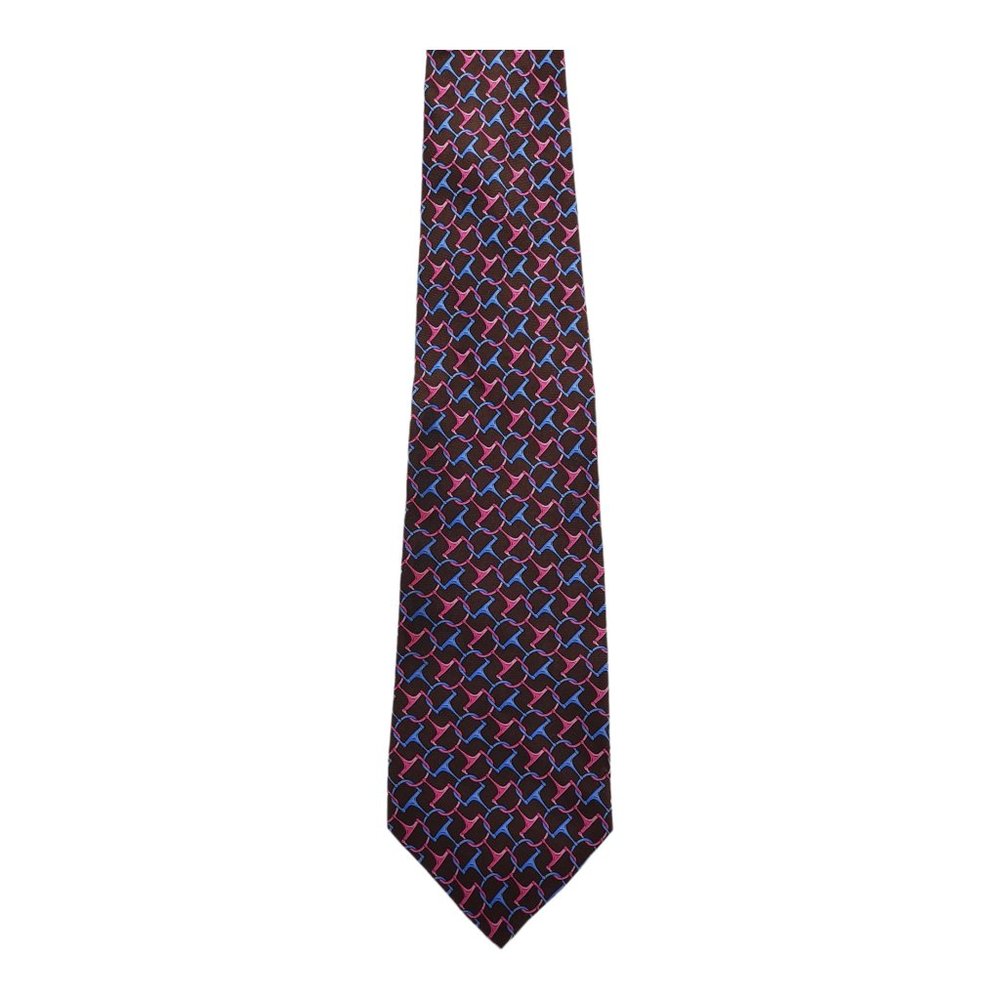 Brooks Brothers Chain-link Pattern Brown 100% Silk Necktie